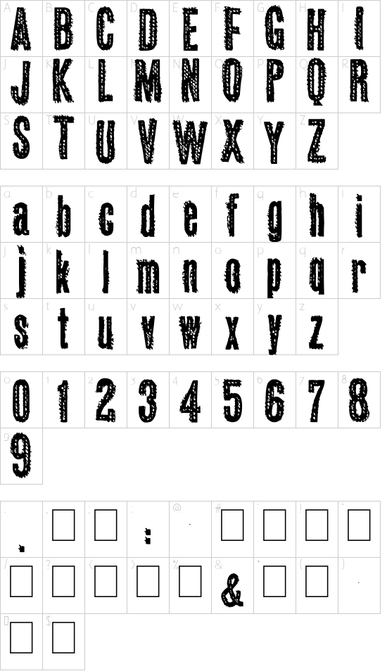 OKAS font character map