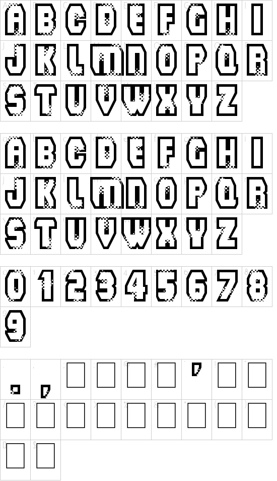 Mad Groove Blast font character map