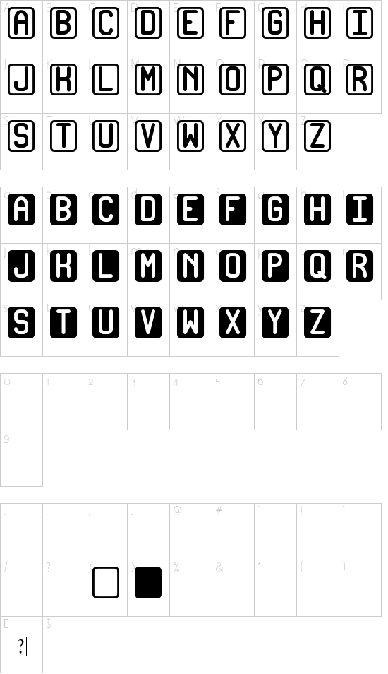 BiCoLoRs St font character map
