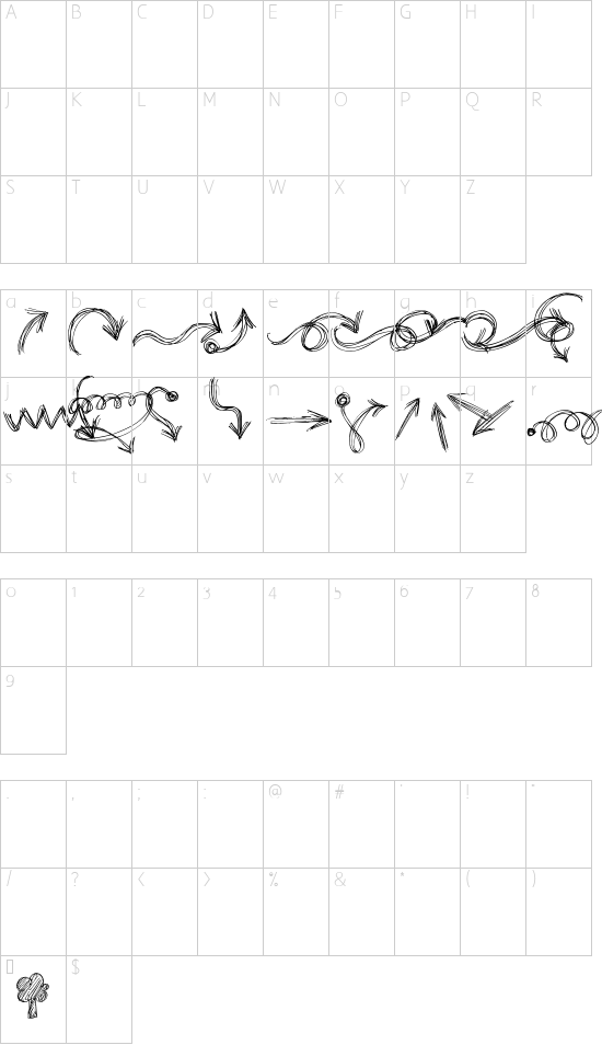 go around the books - arrows font character map