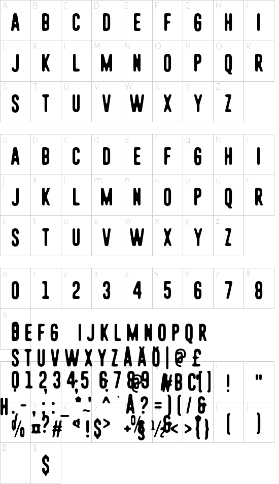 Soul Sister font character map