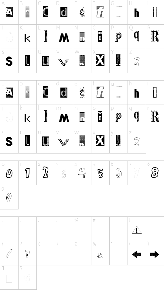 Windows Broken font character map