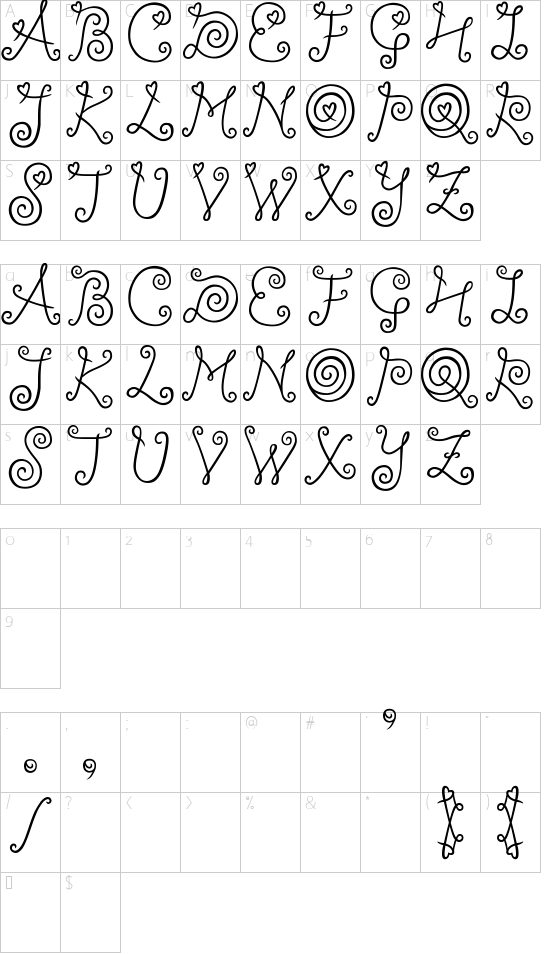 ylee DALKOM Roll Cake font character map