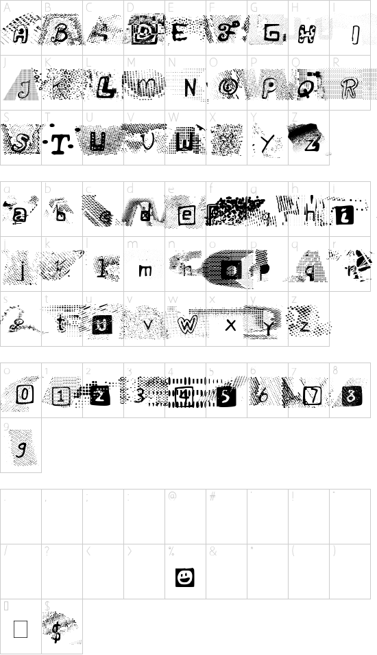 Forbidden Resolution font character map