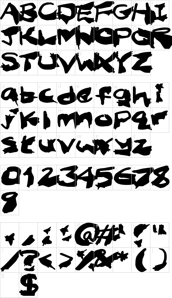 Nightmare Ink font character map