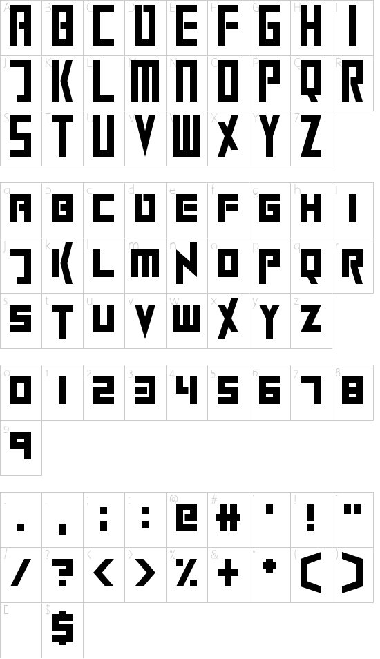 ExtinctionEvent font character map