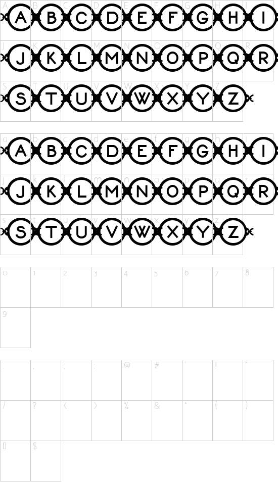 Karykas font character map