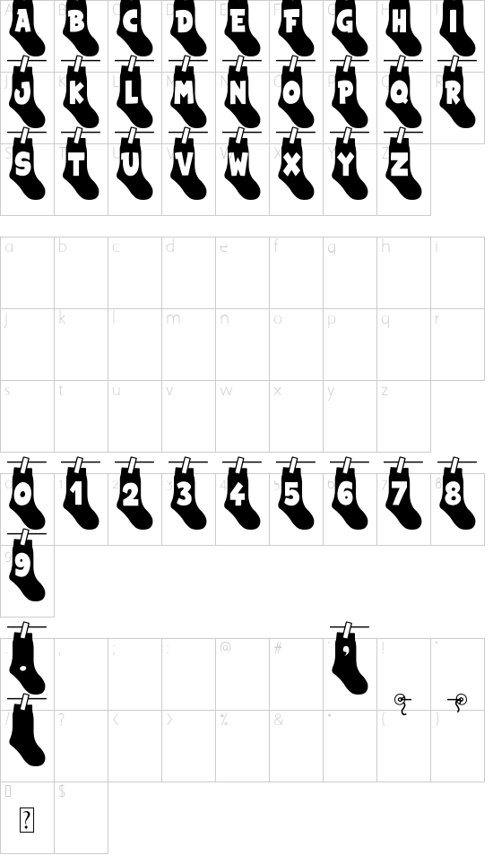 My Socks Line font character map