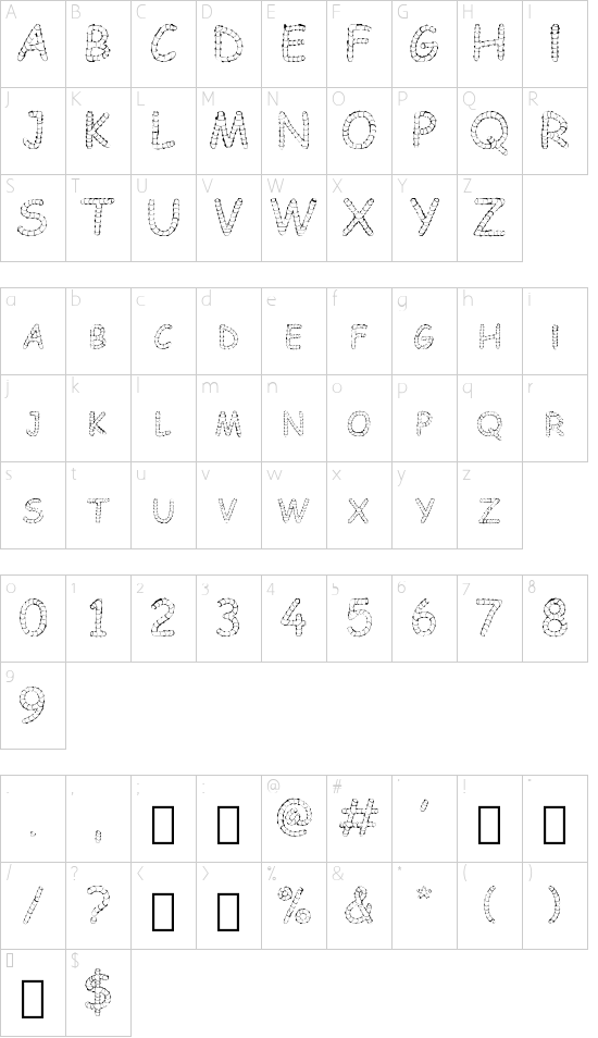 Chowes font character map