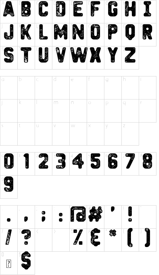 Heavy Metal Box font character map