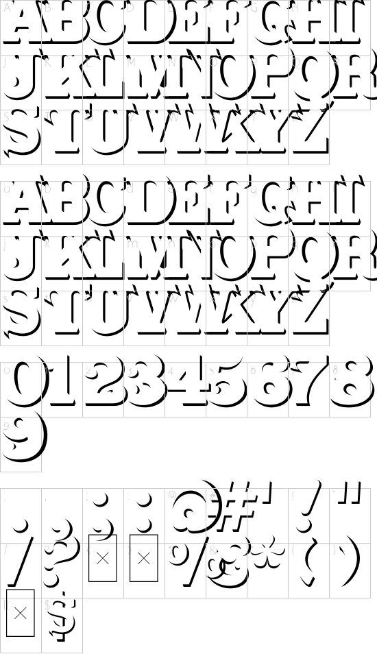 CabbagetownStone font character map