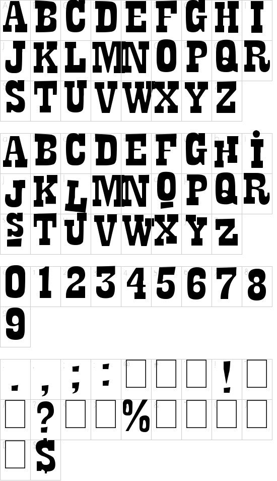 La Tequila font character map