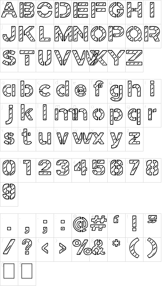 Stamped Navy Font font character map