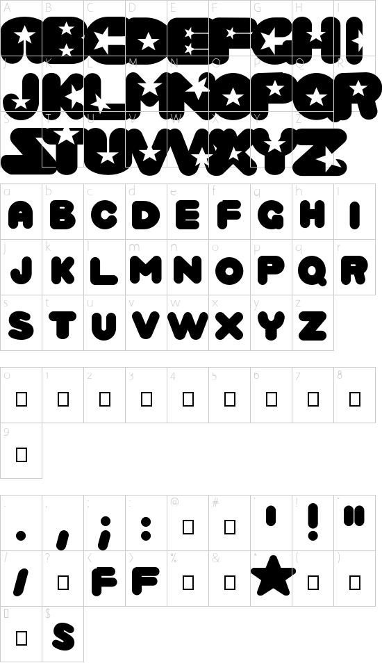 Crystal Universe Regular font character map