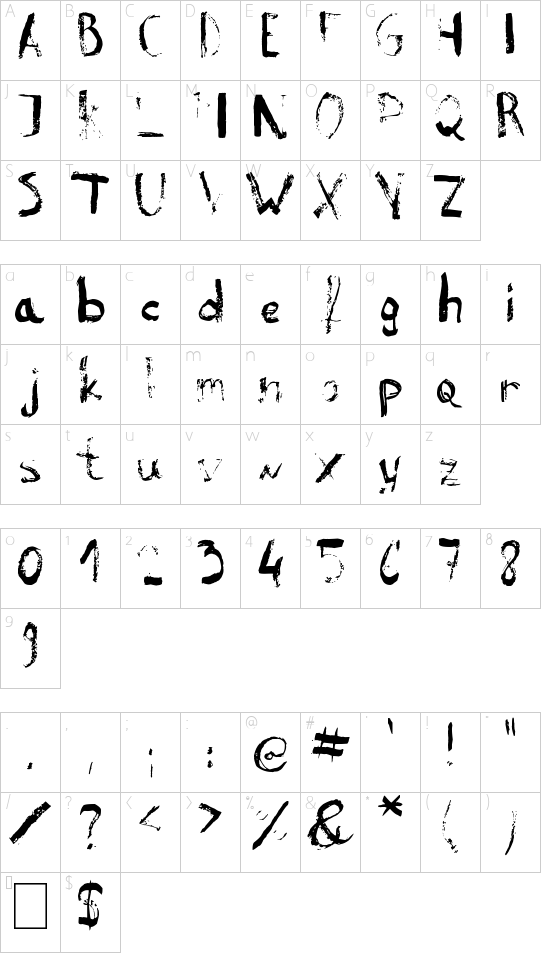 Reeld Typeface font character map