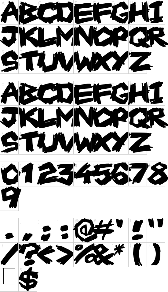 Scrapbook Scribblers font character map
