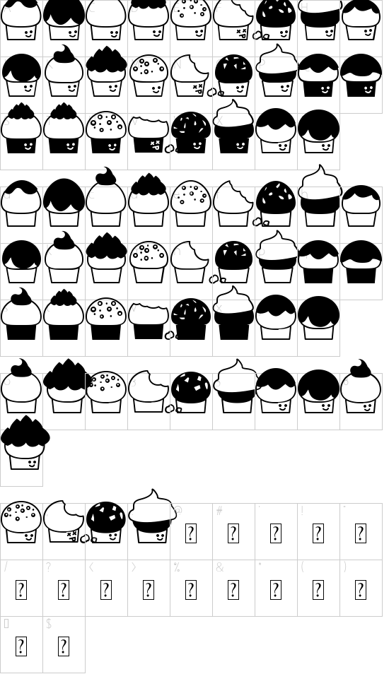 32cupcakes font character map