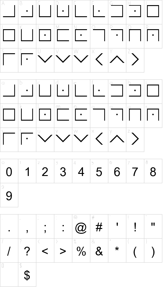 Illuminati Masonic Cipher font character map