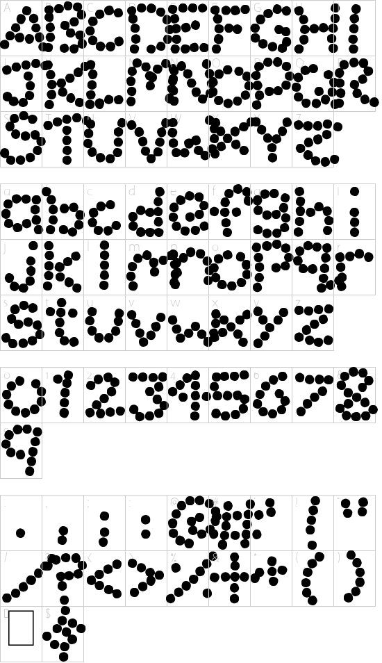 Bead Necklace font character map