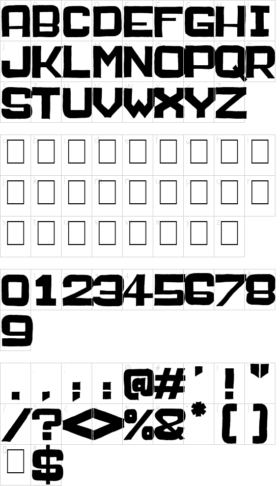 Public Market font character map