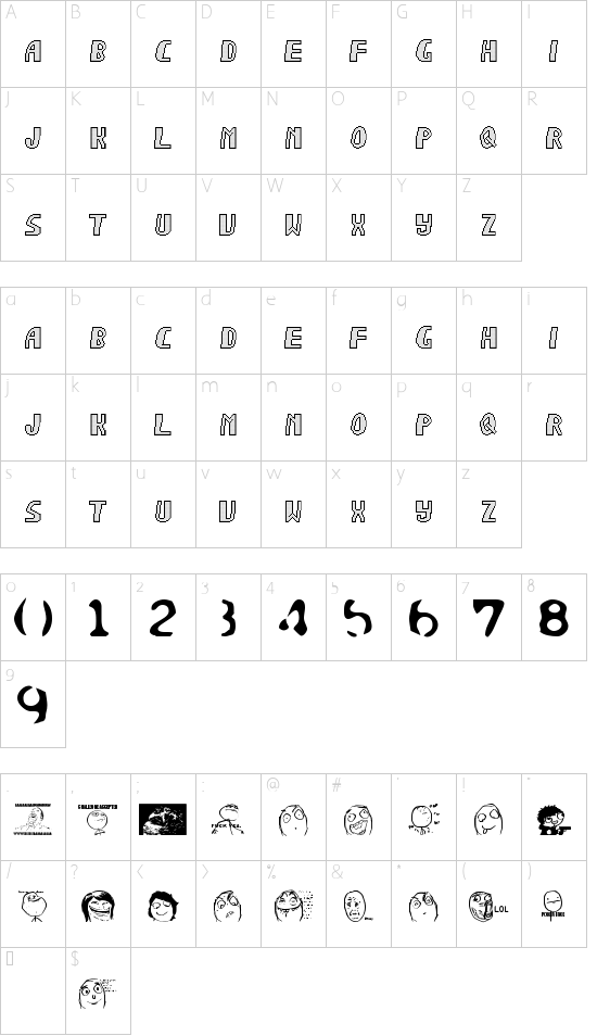 Sonic Chaos font character map