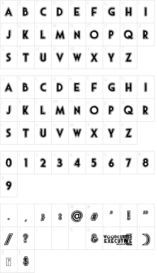 woodcutter executive font character map