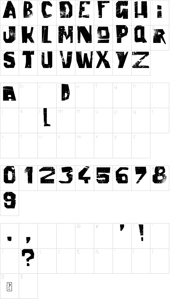 Ballad of Dwight Frye font character map