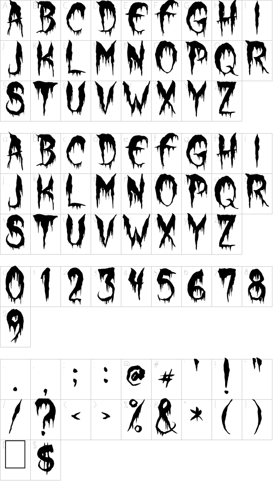 Werewolf Moon font character map