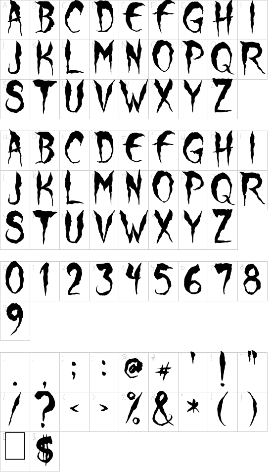 Wolf Moon font character map