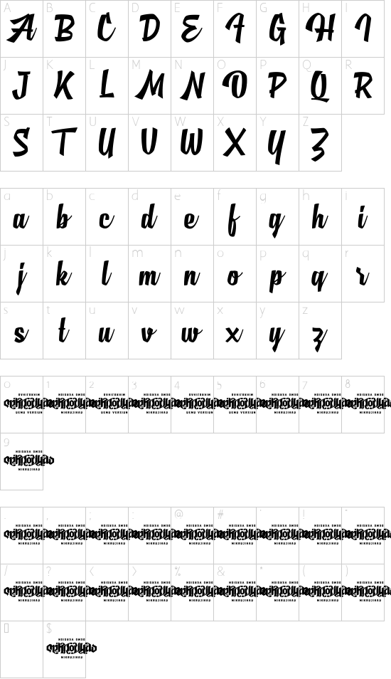  MJ AlGhifari font character map