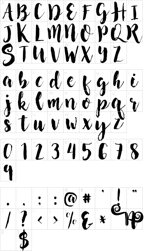Nightingale font character map