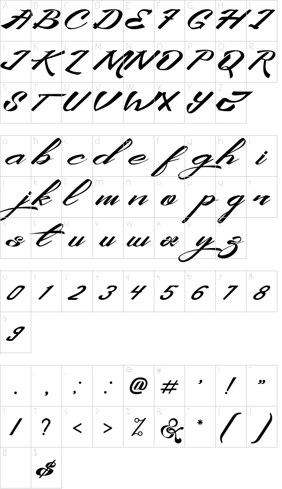 King City Free Font font character map