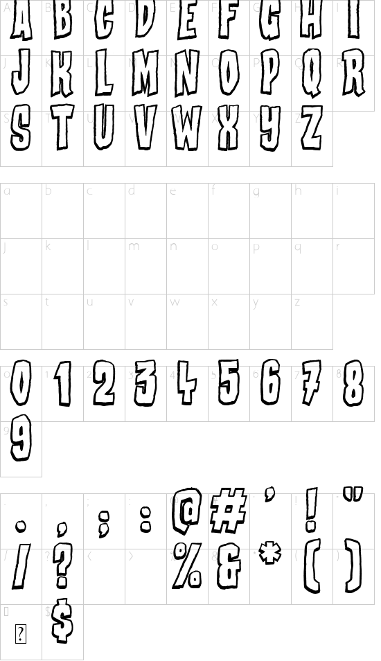 Bad Stories font character map
