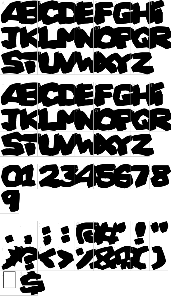 Prehistoric Caveman font character map