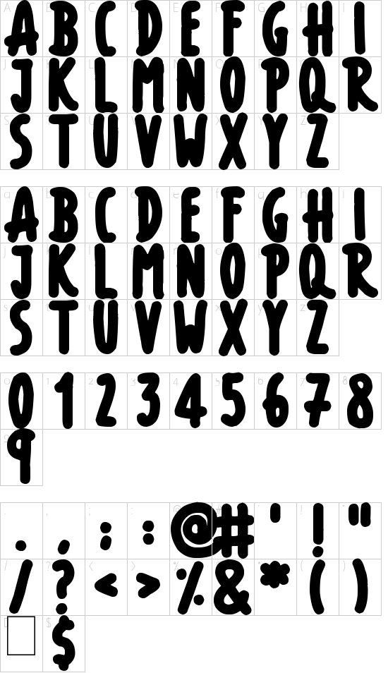 Thick Marker Talls font character map