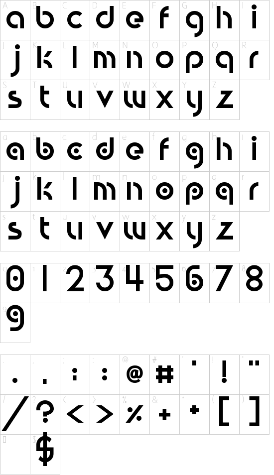 Circular Abstracts font character map