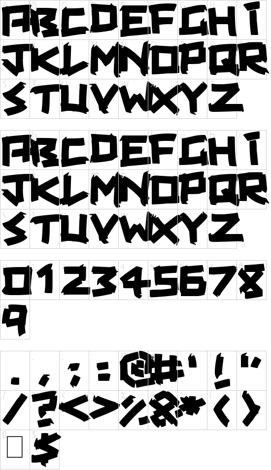 Taped Up Tight font character map