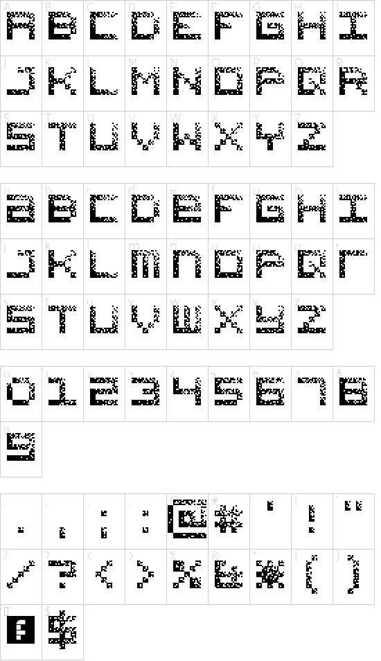 Hacked CRT Regular font character map