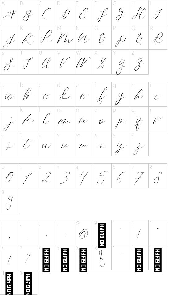 Kelmi Regular font character map