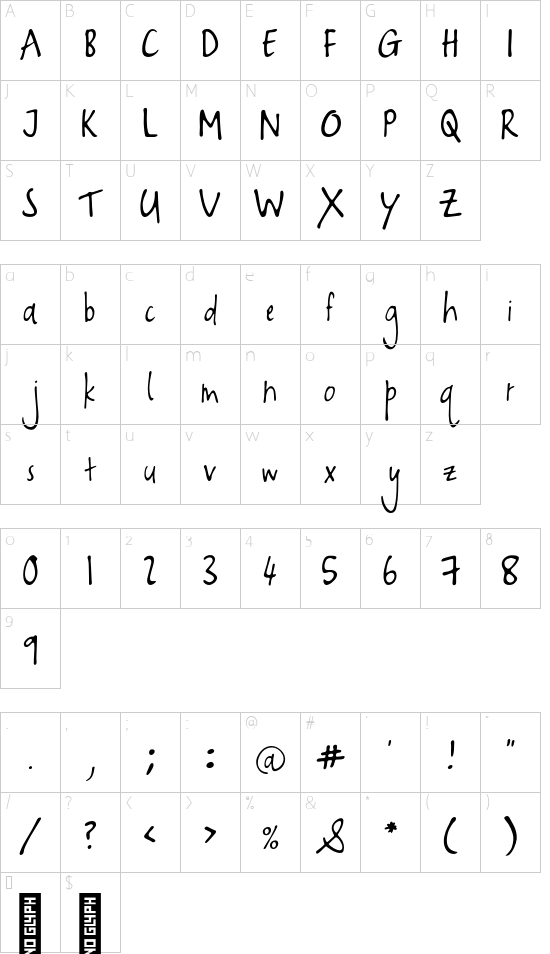 Brave Butterfly Regular font character map