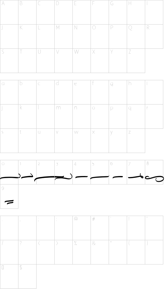 Frenttel Swashes font character map