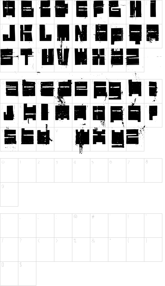 Valimo RMX font character map