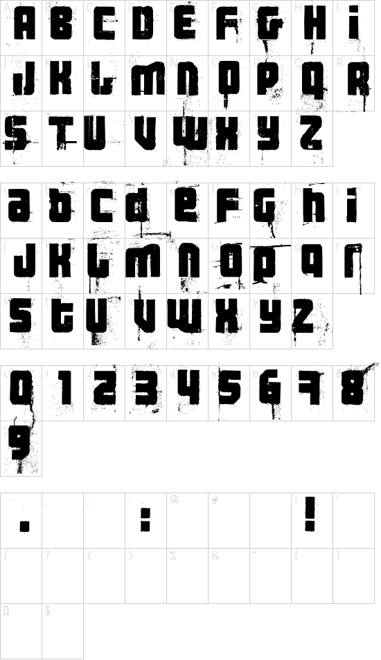 3 theHard way RMX font character map