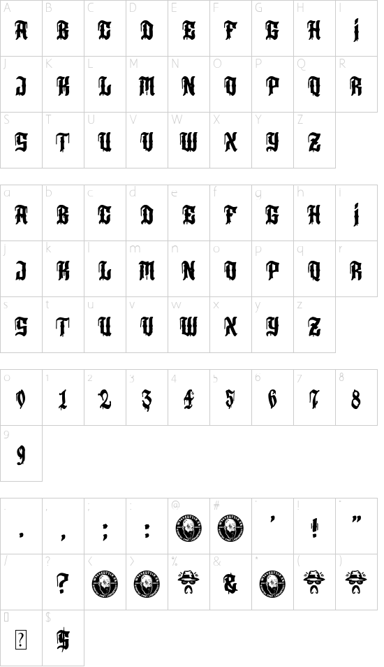 Los Angeles+MMXX font character map
