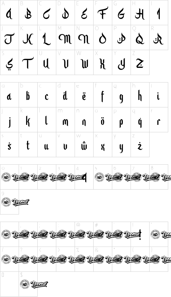 Sketsa Ramadhan font character map