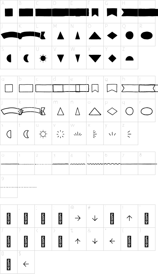 Garlic Salt Extras Regular font character map