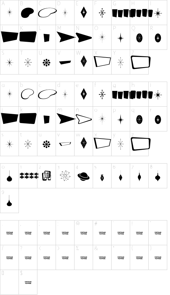 Les Paul Extras font character map