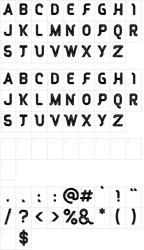 RED Peppers font character map