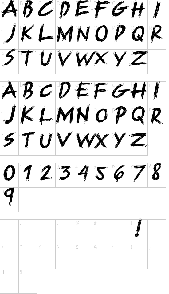 Supremo font character map