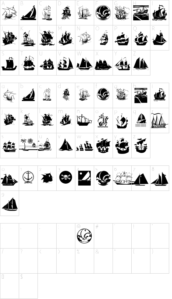 ArmadaPirata font character map